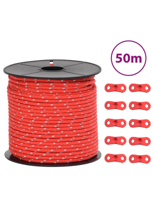 Stanové lanko s reflexními proužky a napínáky 50 m 4 mm
