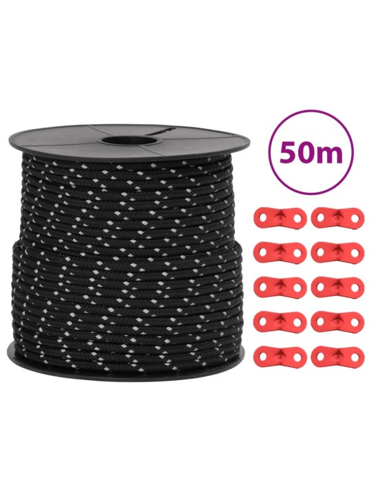 Stanové lanko s reflexními proužky a napínáky 50 m 4 mm