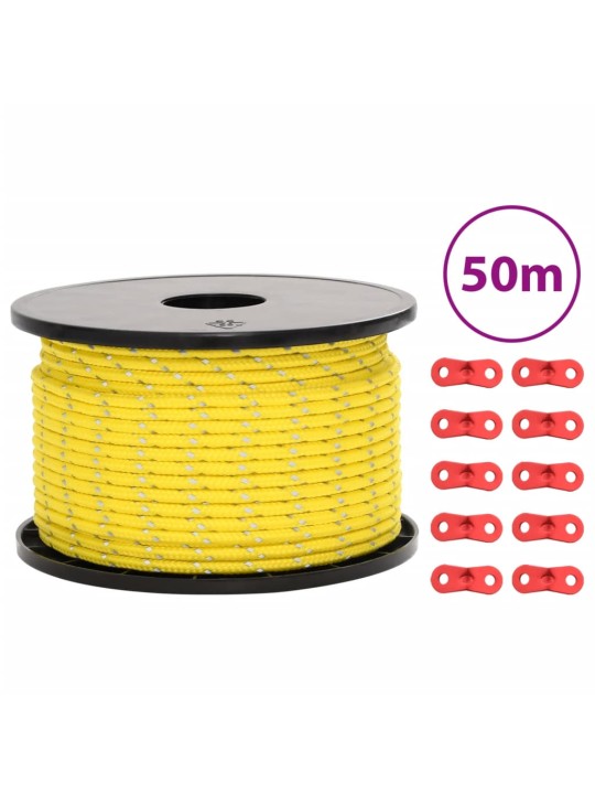Stanové lanko s reflexními proužky a napínáky 50 m 5 mm