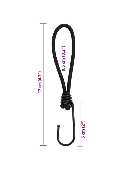 Gumicuky s háčky 50 ks 17 cm