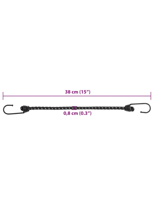 Gumicuky s reflexním proužkem a háčky 50 ks 38 cm