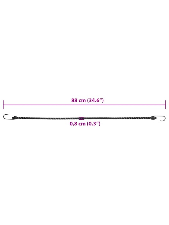 Gumicuky s reflexním proužkem a háčky 10 ks 88 cm