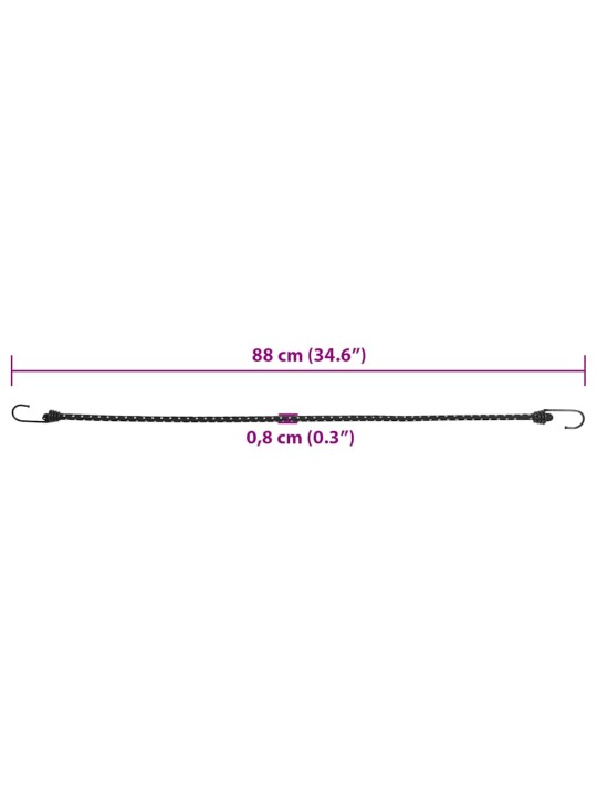 Gumicuky s reflexním proužkem a háčky 50 ks 88 cm