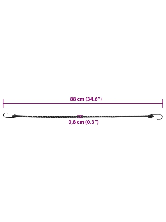 Gumicuky s reflexním proužkem a háčky 50 ks 88 cm