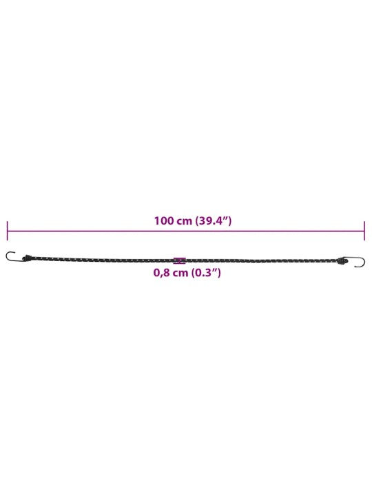 Gumicuky s reflexním proužkem a háčky 25 ks 100 cm