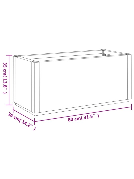 Zahradní truhlík tmavě šedý 80 x 36 x 35 cm pp