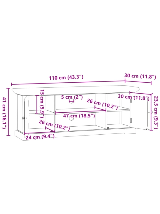 TV skříňka bílá 110 x 30 x 41 cm kompozitní dřevo