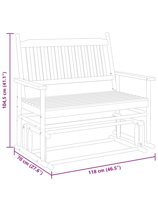 Lavice glider černá 118 x 70 x 104,5 cm masivní topolové dřevo