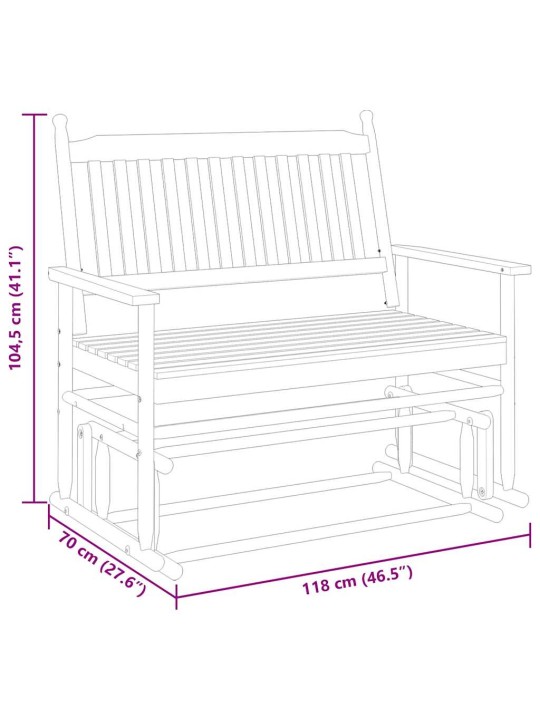 Lavice glider bílá 118 x 70 x 104,5 cm masivní topolové dřevo