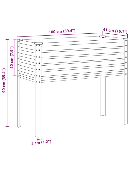 Zahradní truhlík 100 x 41 x 90 cm pozinkovaná ocel