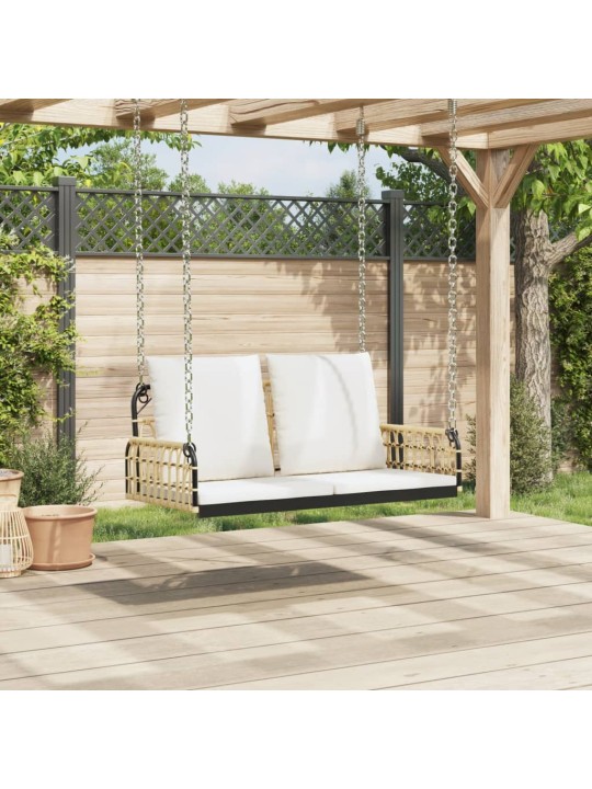 Houpací lavice s poduškami 105 x 58 x 38 cm polyratan a ocel