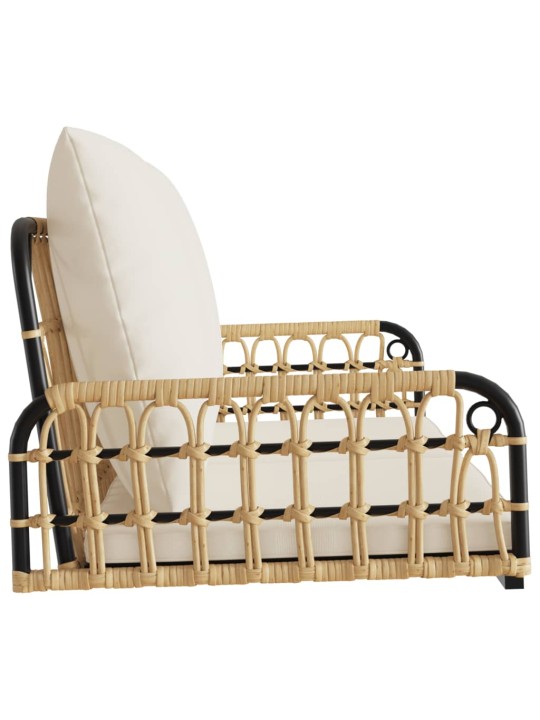 Houpací lavice s poduškami 105 x 58 x 38 cm polyratan a ocel