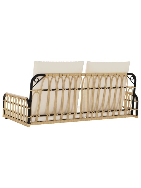 Houpací lavice s poduškami 105 x 58 x 38 cm polyratan a ocel