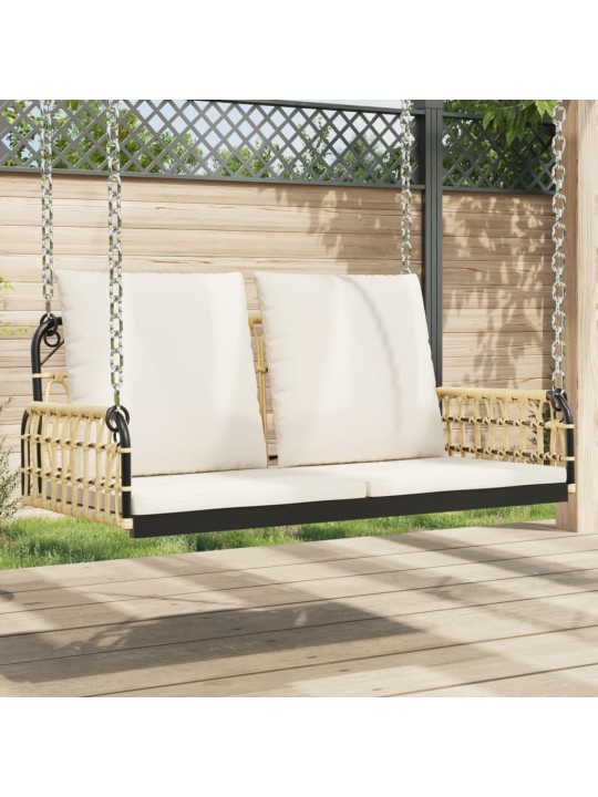 Houpací lavice s poduškami 105 x 58 x 38 cm polyratan a ocel