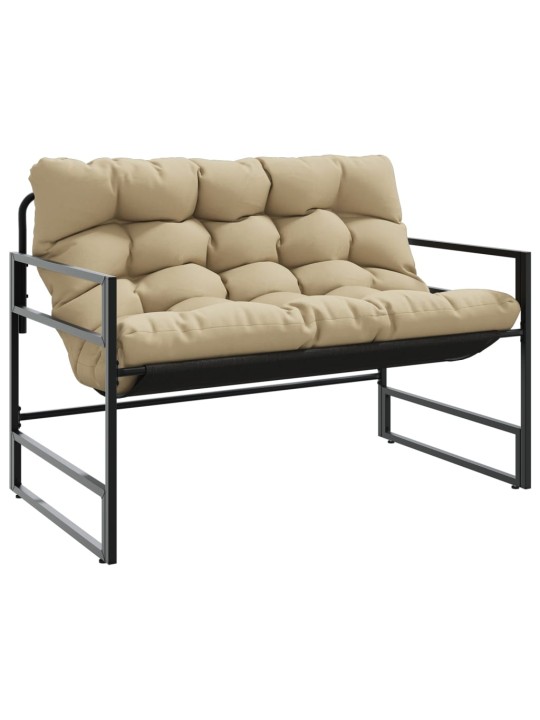 Zahradní lavice s poduškou taupe 113 cm ocel