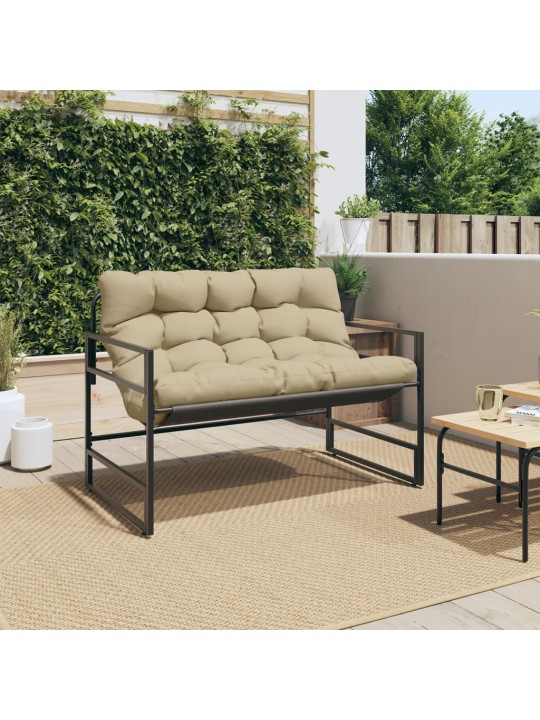 Zahradní lavice s poduškou taupe 113 cm ocel