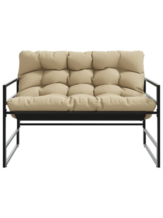 Zahradní lavice s poduškou taupe 113 cm ocel