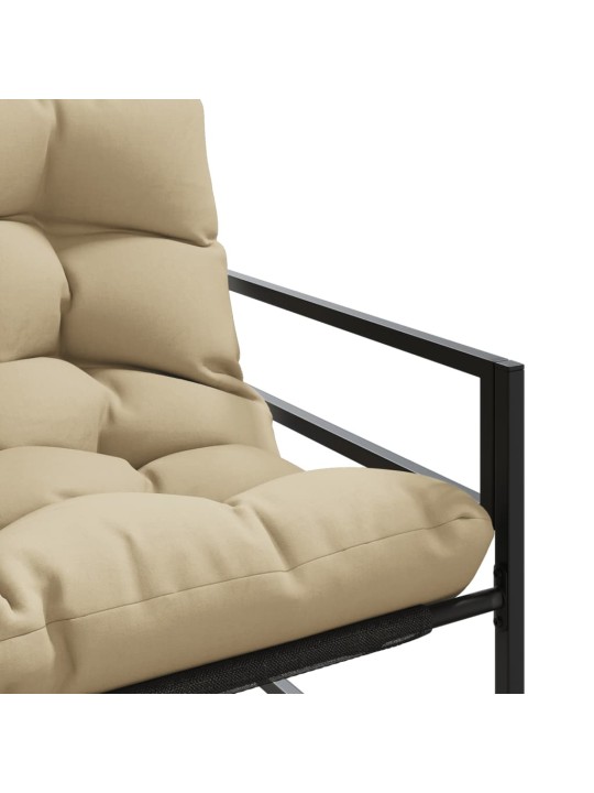 Zahradní lavice s poduškou taupe 113 cm ocel
