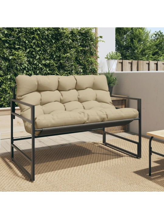 Zahradní lavice s poduškou taupe 113 cm ocel