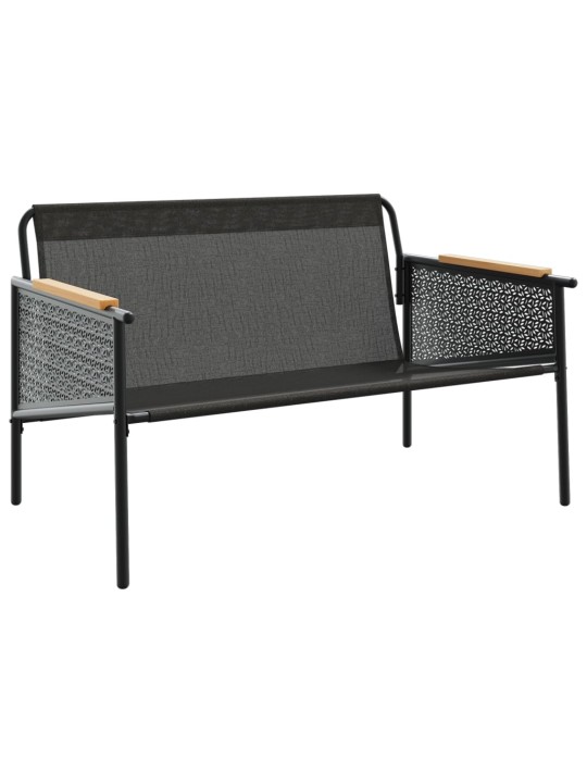 Zahradní lavice s poduškami 116 cm černá ocel
