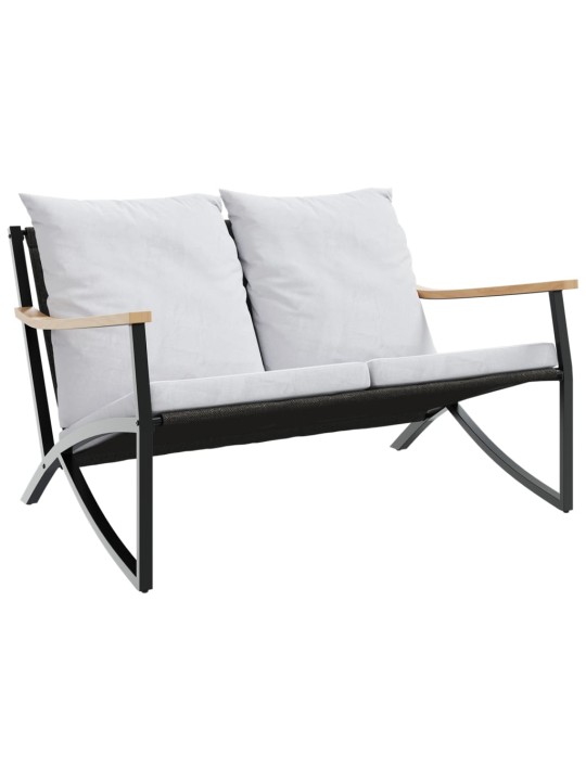Zahradní lavice s poduškami 120 cm černá ocel