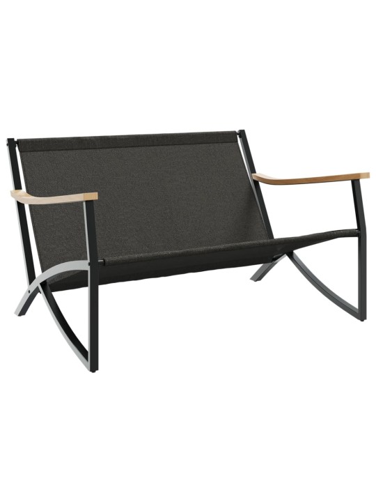 Zahradní lavice s poduškami 120 cm černá ocel