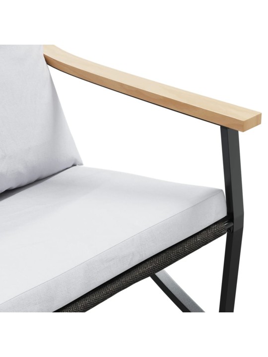 Zahradní lavice s poduškami 120 cm černá ocel