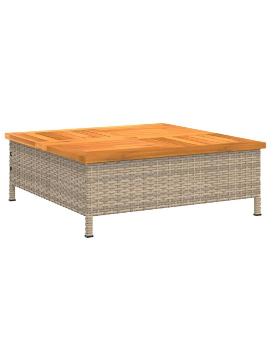 Zahradní stolek béžový 70 x 70 x 25 cm ratan a akáciové dřevo