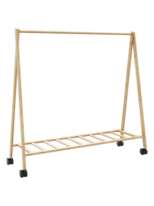 Stojan na oblečení s policemi a kolečky 106x34x106,5 cm bambus