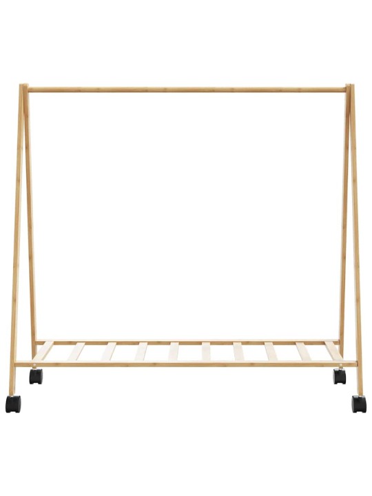 Stojan na oblečení s policemi a kolečky 106x34x106,5 cm bambus