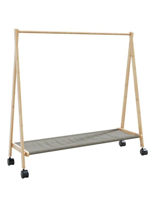 Stojan na oblečení s policemi a kolečky 106x34x106,5 cm bambus