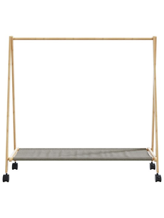 Stojan na oblečení s policemi a kolečky 106x34x106,5 cm bambus