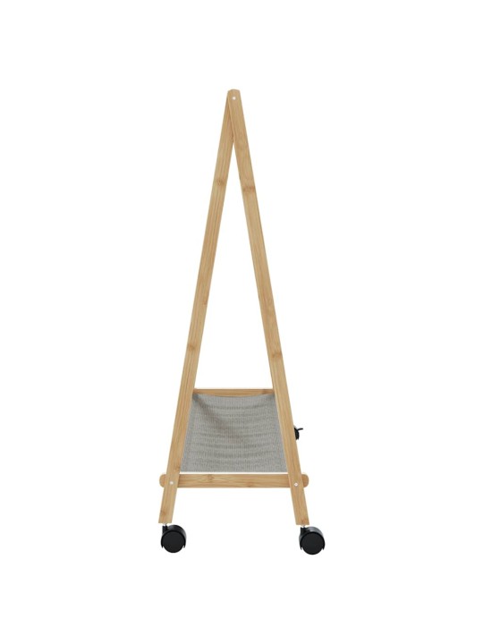 Stojan na oblečení s policemi a kolečky 106x34x106,5 cm bambus