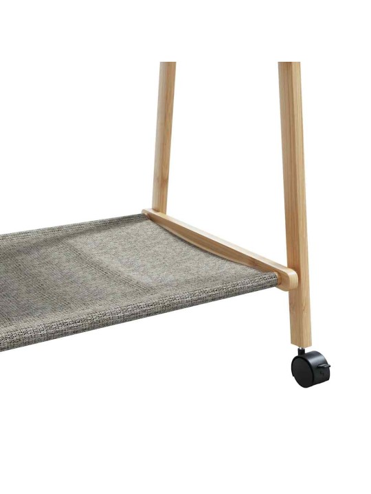 Stojan na oblečení s policemi a kolečky 106x34x106,5 cm bambus