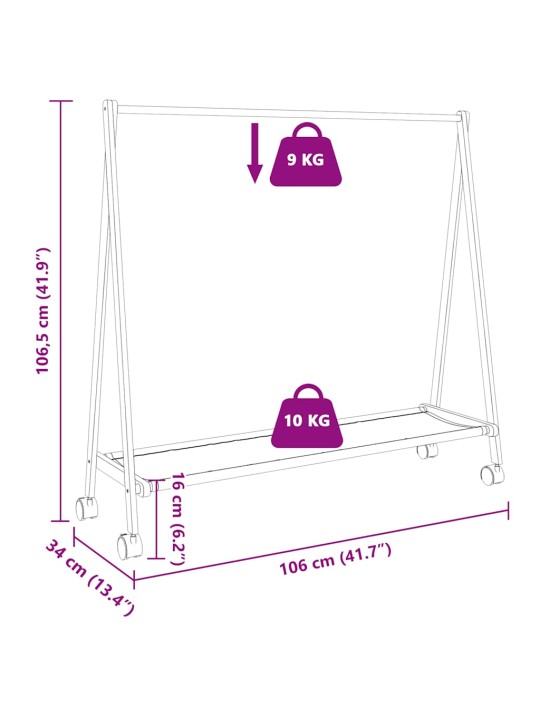 Stojan na oblečení s policemi a kolečky 106x34x106,5 cm bambus