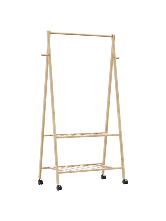 Stojan na oblečení s policemi a kolečky 96x45,5x155,5 cm bambus