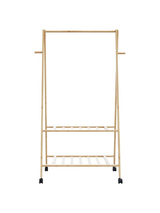 Stojan na oblečení s policemi a kolečky 96x45,5x155,5 cm bambus