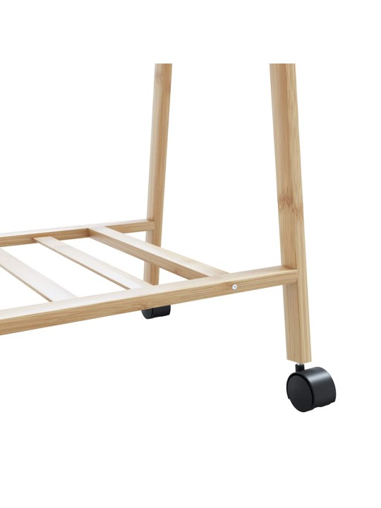 Stojan na oblečení s policemi a kolečky 96x45,5x155,5 cm bambus