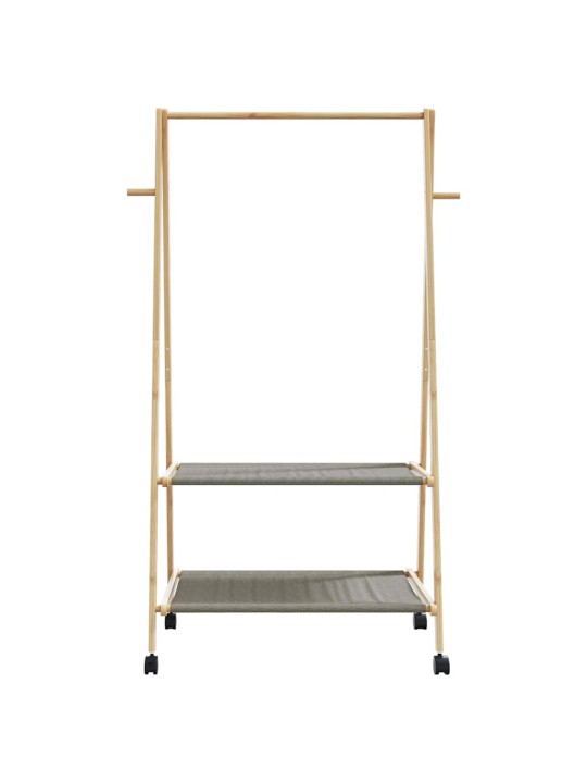 Stojan na oblečení s policemi a kolečky 96x45,5x155,5 cm bambus
