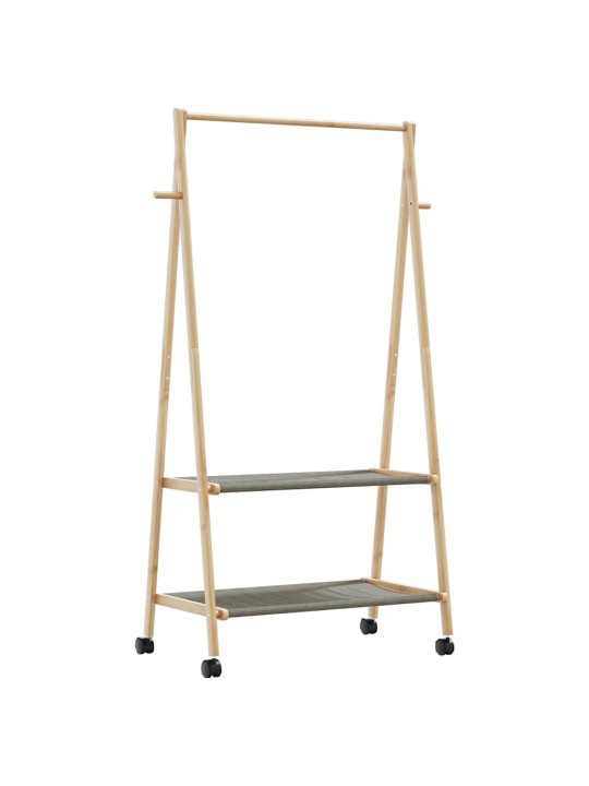 Stojan na oblečení s policemi a kolečky 96x45,5x155,5 cm bambus