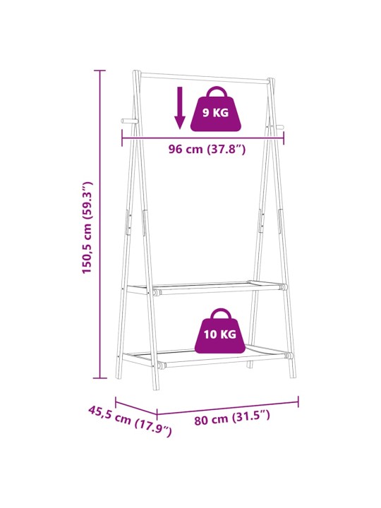 Stojan na oblečení s policemi 96x45,5x150,5 cm bambus