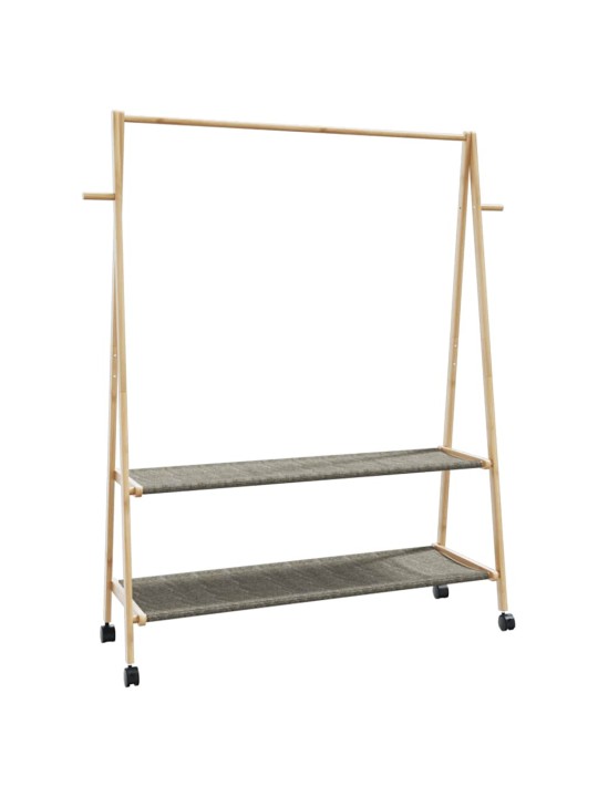 Stojan na oblečení s policemi a kolečky 132x45,5x155,5cm bambus