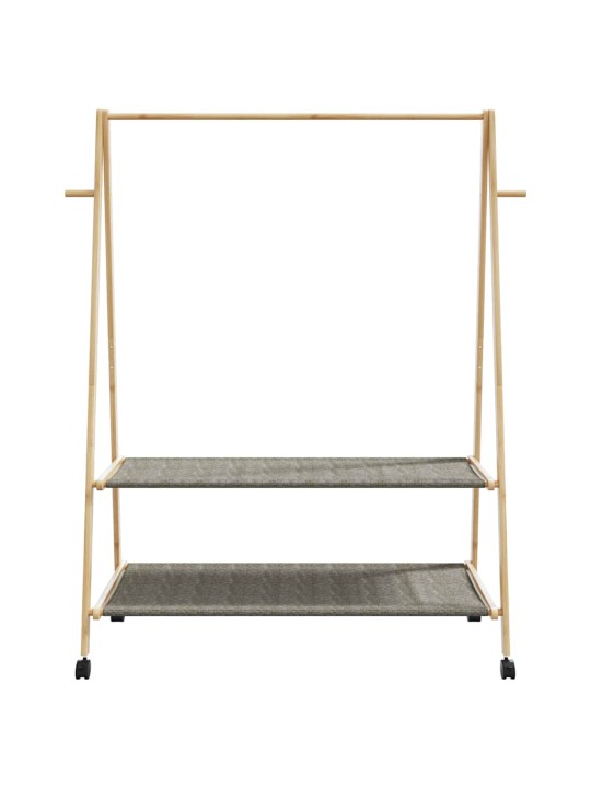 Stojan na oblečení s policemi a kolečky 132x45,5x155,5cm bambus