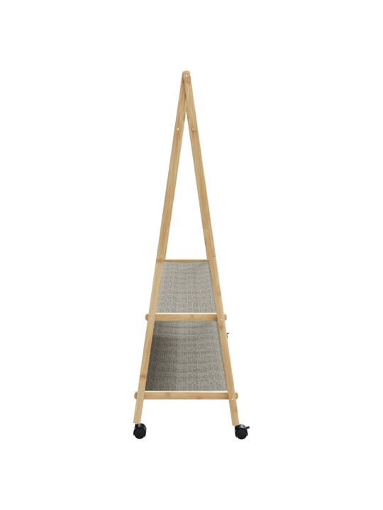 Stojan na oblečení s policemi a kolečky 132x45,5x155,5cm bambus