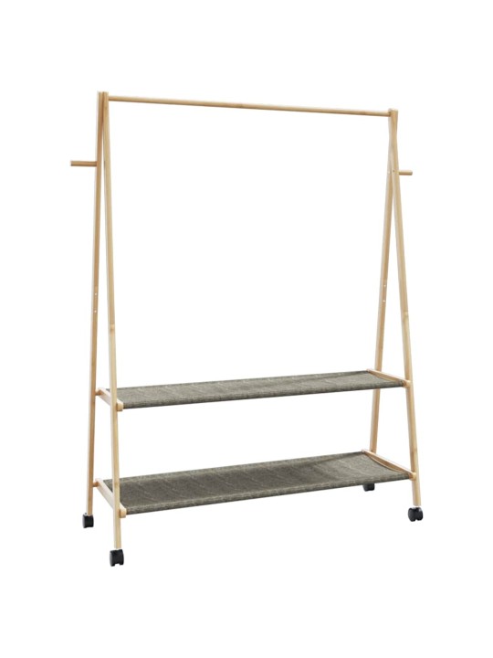 Stojan na oblečení s policemi a kolečky 132x45,5x155,5cm bambus