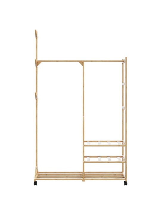Stojan na oblečení s policemi a kolečky 100x38x175,5 cm bambus