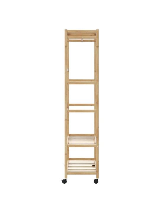 Stojan na oblečení s policemi a kolečky 90x40x179,5 cm bambus