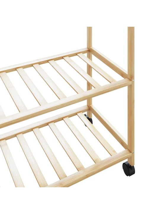 Stojan na oblečení s policemi a kolečky 90x40x179,5 cm bambus