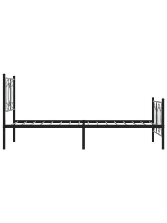 Kovový rám postele s hlavovým a nožním čelem černý 80 x 200 cm