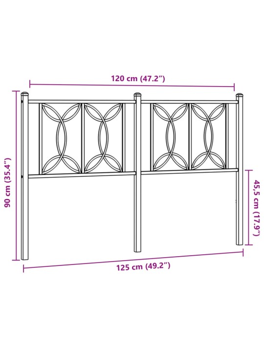 Kovové čelo postele černé 120 cm